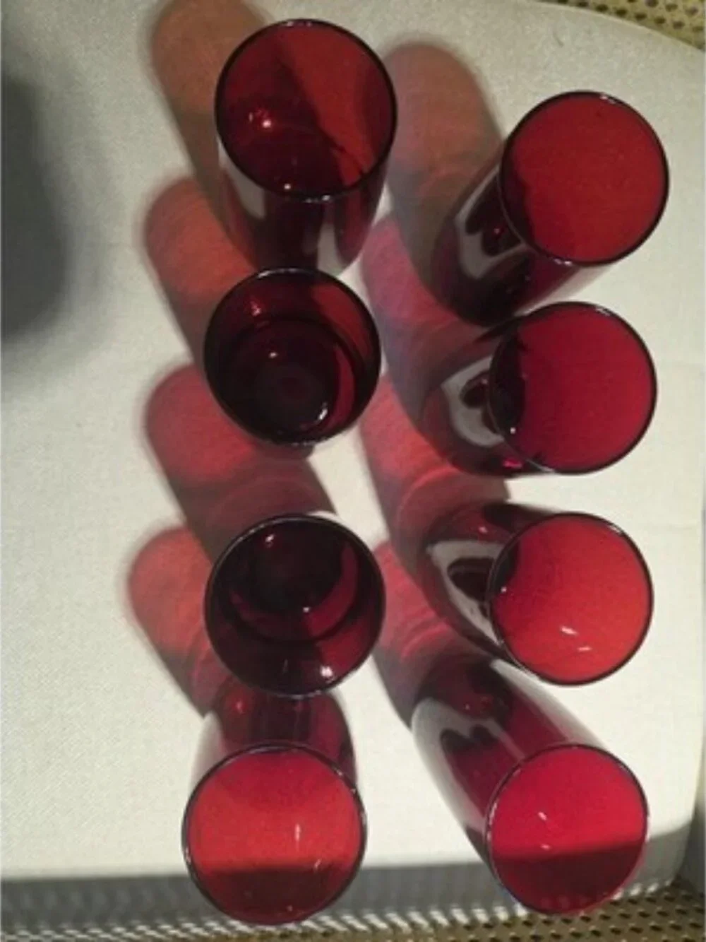 Vintage Anchor Hocking Royal Ruby Red Smooth glass Tumblers Glasses Set of 8 MCM